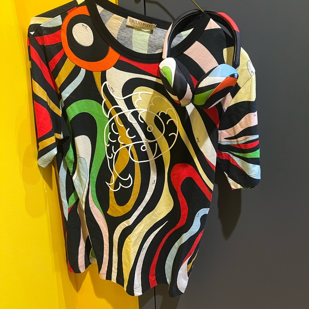 Emilio Pucci Colorful Swirl Short Sleeve Top
